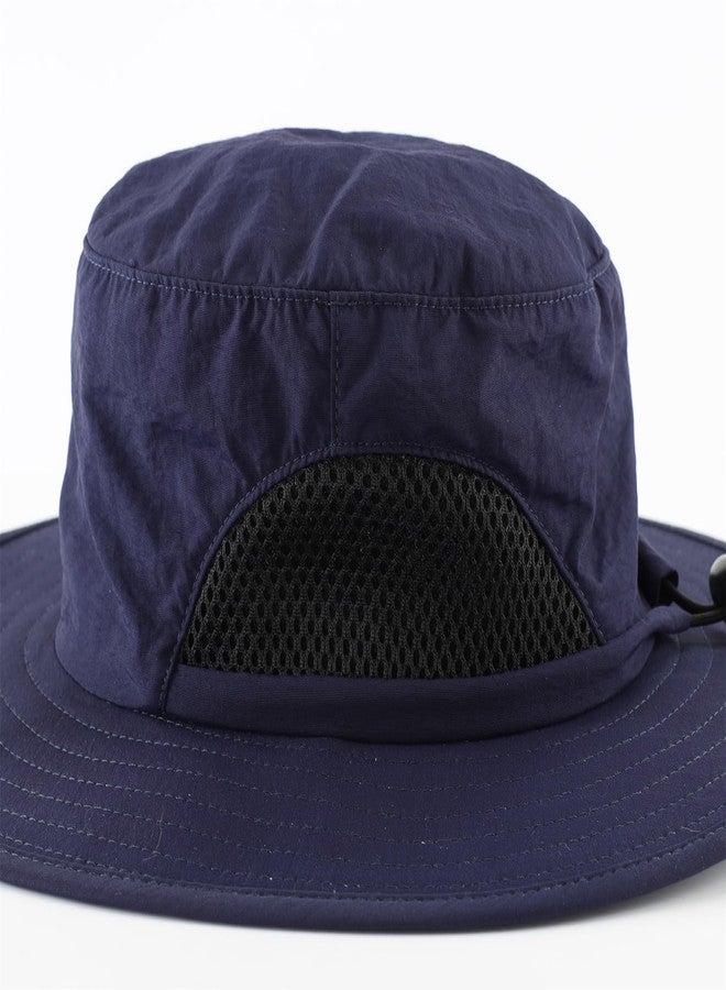 Connectyle Kids Bucket Hat Boys Safari Fishing Wide Brim Sun UPF 50+ Beach Hat Breathable Navy Blue - Image 3